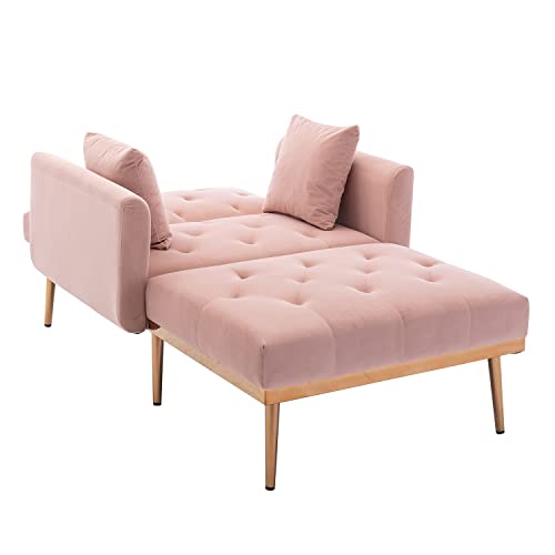 Beige Velvet Chaise Lounge Chair with Adjustable Backrest R43144