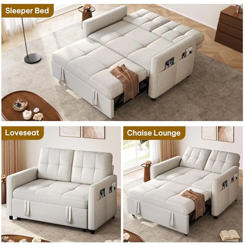 Grey 3-in-1 Convertible Sofa Bed with Pull-Out Bed O26565
