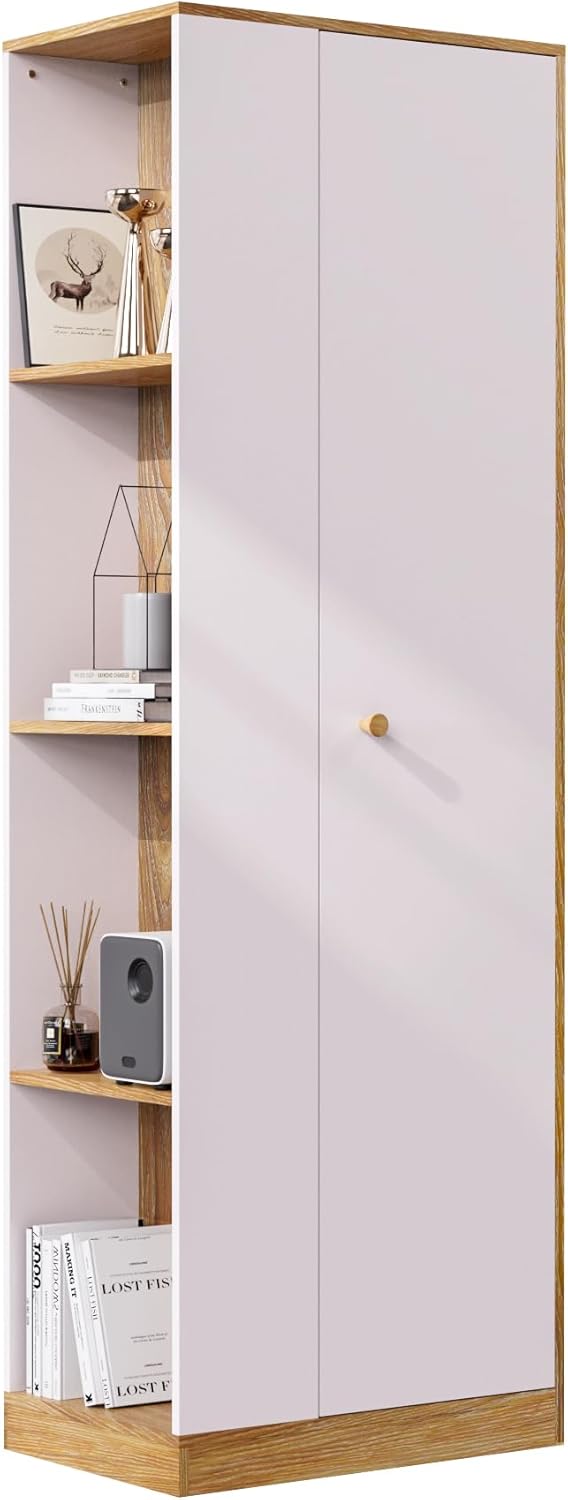 White Wardrobe Closet with Hanging Rail, 16" D x 24" W x 71" H Y190941