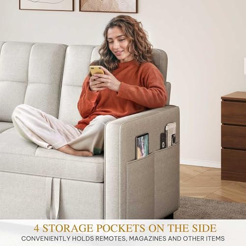 Grey 3-in-1 Convertible Sofa Bed with Pull-Out Bed O26565