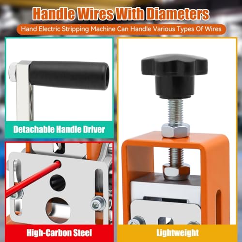 Manual Wire Stripping Machine, 0.06-1 inches, Hand Crank Wire Stripper Tool S261621