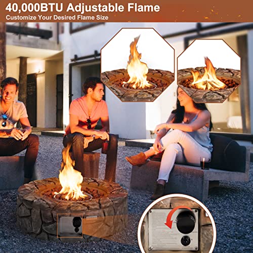 28 Inch Round Propane Gas Fire Pit with Lava Rocks & PVC Cover G703