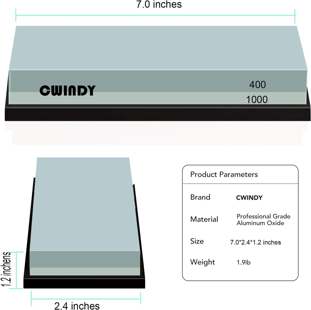 Dual Sided 400/1000 Grit Whetstone Sharpening Stone Kit S473995