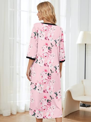 Moo Moo Nightgown House Dress Zip up Robes Long Lounge Dress House Coat O459