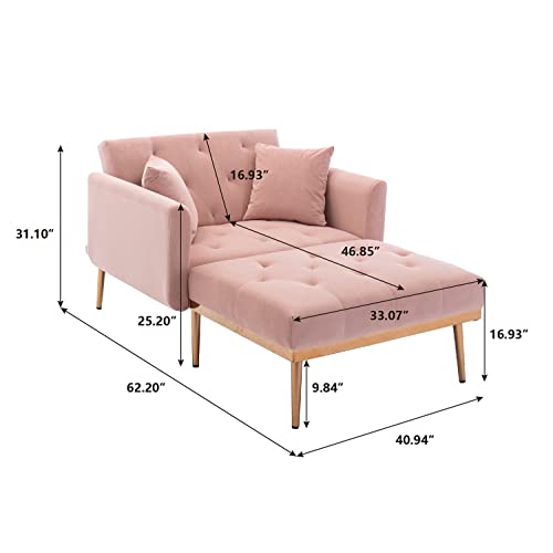 Beige Velvet Chaise Lounge Chair with Adjustable Backrest R43144