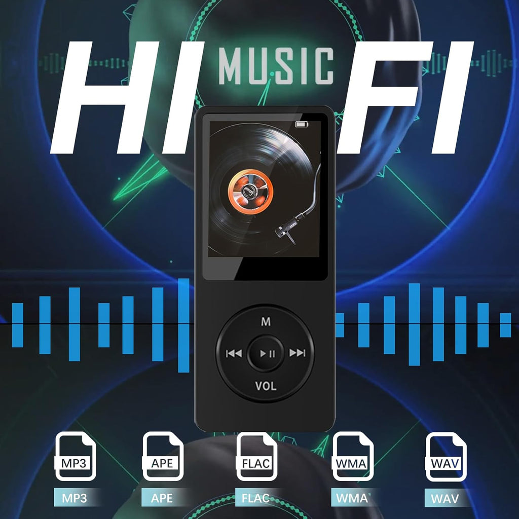32GB Bluetooth MP3 Player with Speaker, FM Radio, Voice Recorder, Alarm Clock, Supports up to 128GB, Including Earphones B5766