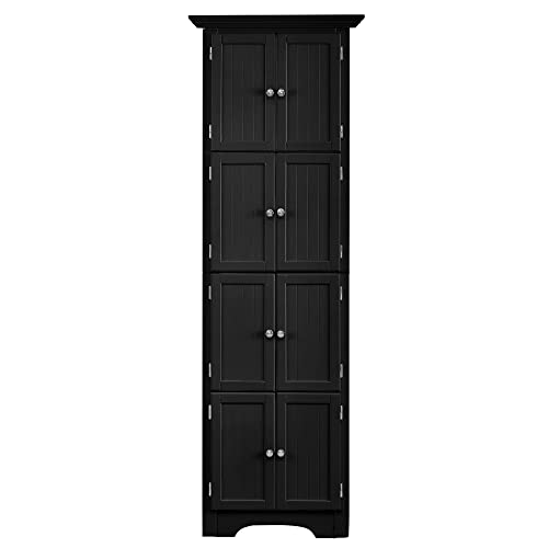 Black Tall Corner Storage Cabinet with Doors and 4 Shelves J6559