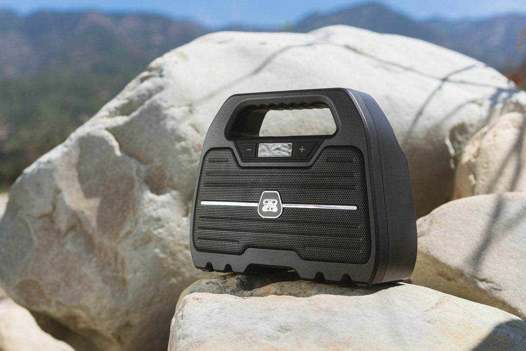 Rugged Water Resistant Portable Bluetooth Wireless Boombox Speaker with FM Radio Rechargeable Battery and USB Phone Charger U3144