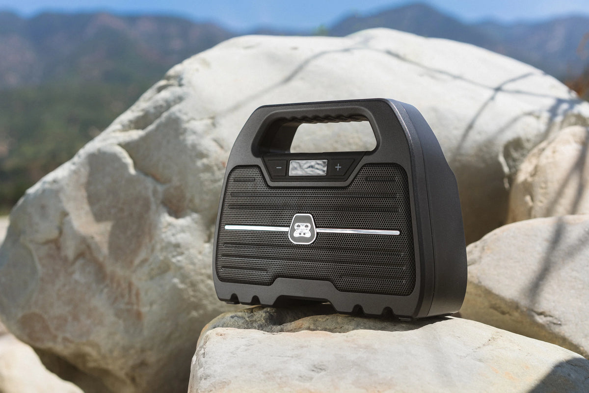 Rugged Water Resistant Portable Bluetooth Wireless Boombox Speaker with FM Radio Rechargeable Battery and USB Phone Charger U3144