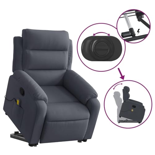 Dark Gray Velvet Power Lift Massage Recliner Armchair with USB N1562