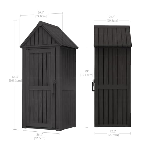 Outdoor Storage Shed Waterproof Resin Heavy-Duty Cabinet Light Brown S646687