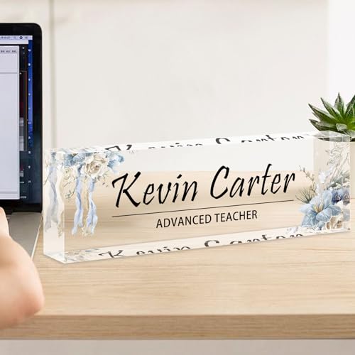 Acrylic Desk Name Plate (Purple Gold Marble) S9978