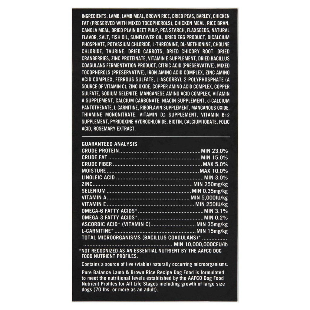 Lamb & Brown Rice Recipe Dry Dog Food Z6460