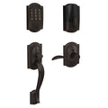 Aged Bronze Smart Wi-Fi Deadbolt with Alarm and Handle Set U153340