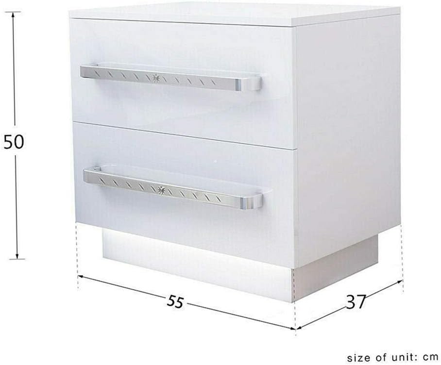 White 2 Drawer LED Nightstand W616514