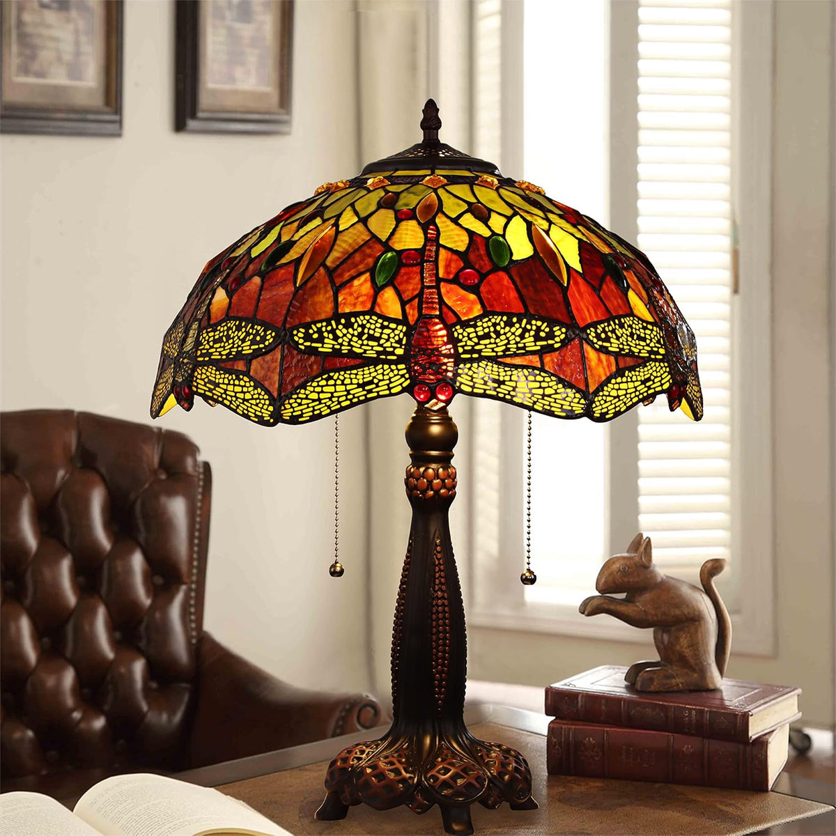 Tiffany-Style 2 Light Dragonfly Table Lamp 16" Shade F579449