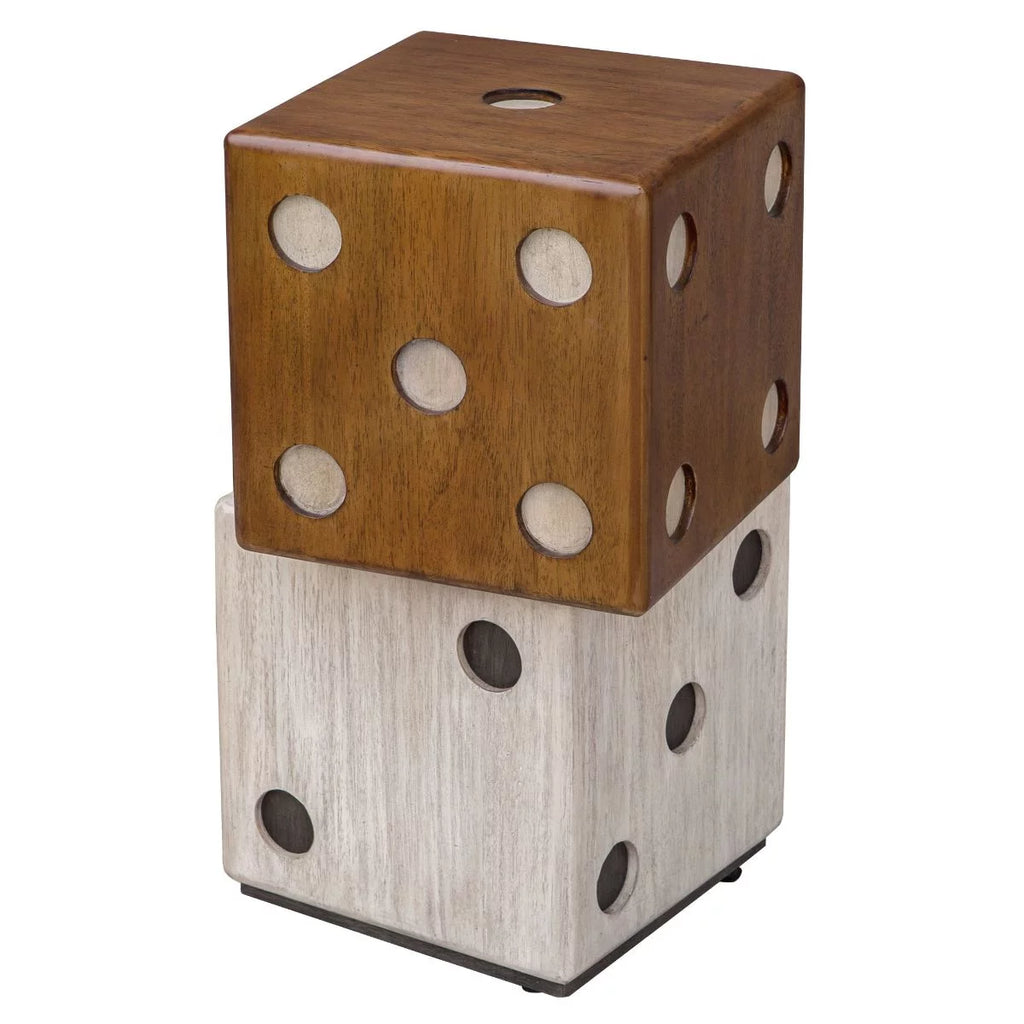 15" Wide Suar Wood Dice Accent Side Table Z68431