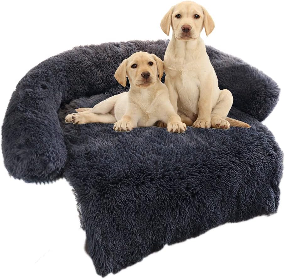 Small Light Grey Plush Dog Bed with Removable Washable Cover A760710