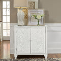 White Buffet & Sideboard Storage Cabinet with 2 Doors, Carved Pattern Doors D80692