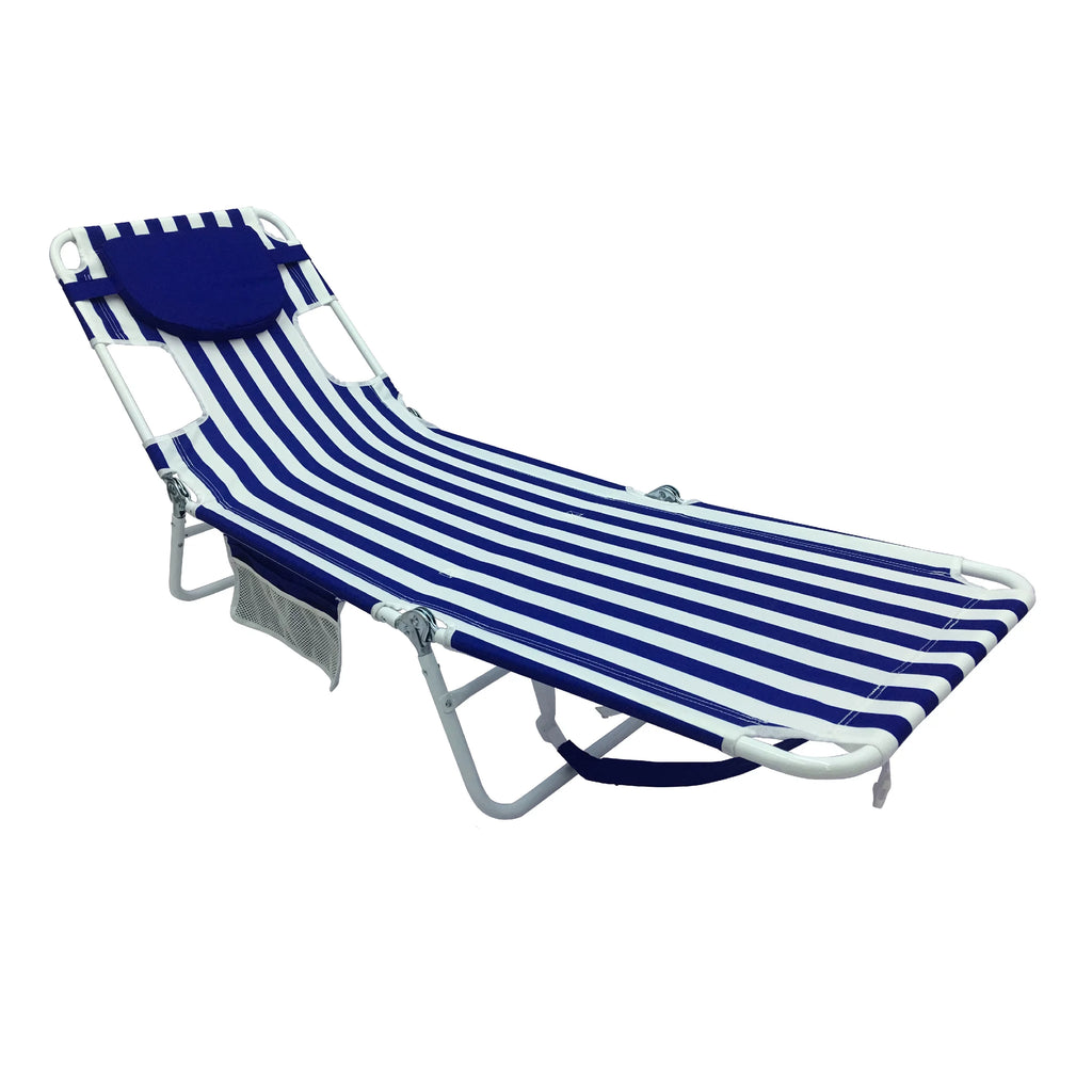 Blue & White Stripe Folding Beach Lounger 2-Pack X362127