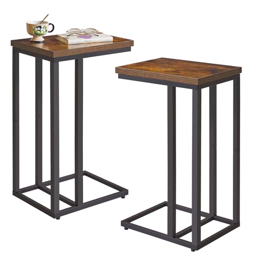 C Shaped Faux Marble Side Table Set of 2 O227