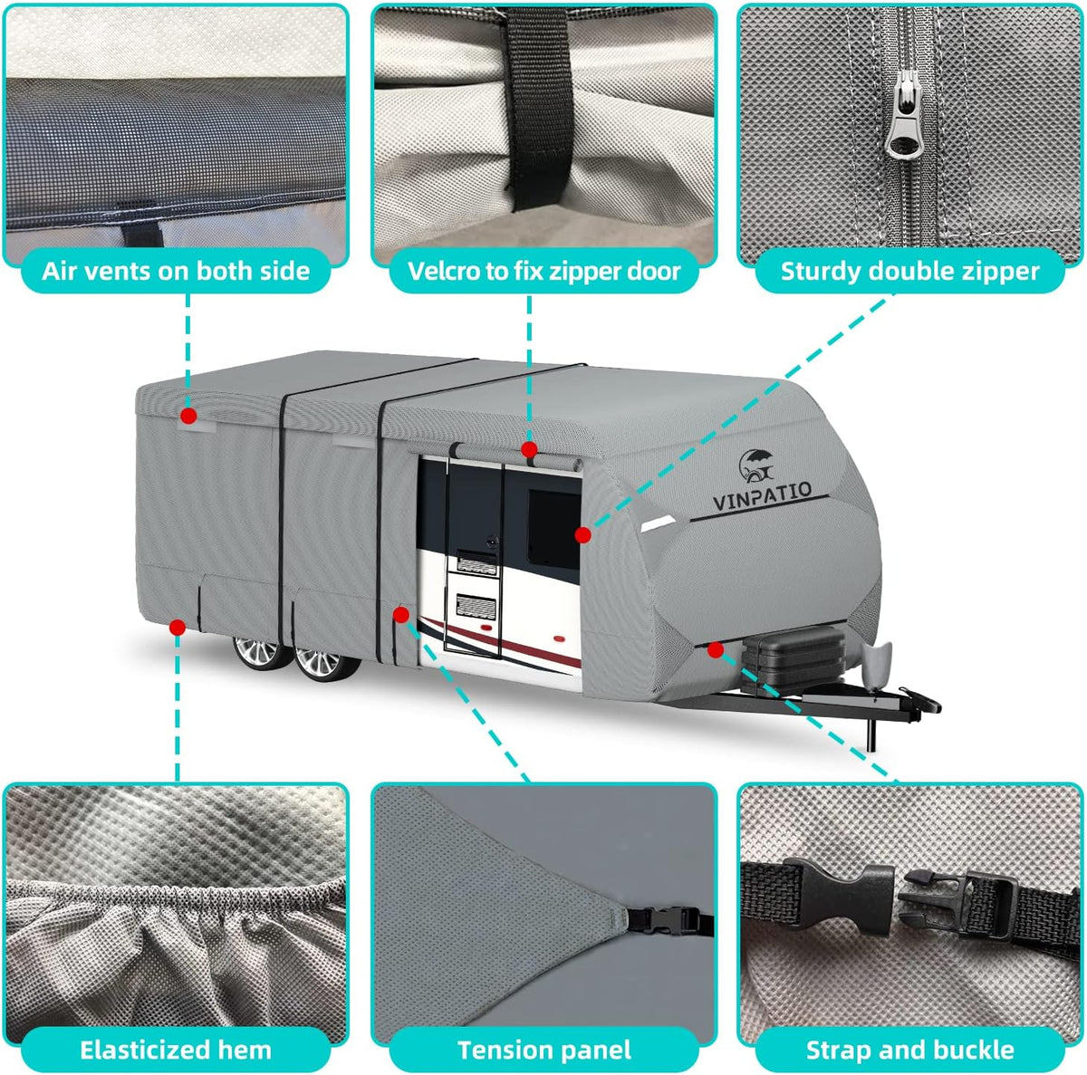 6 Layers Top RV Cover with 2 Extra Straps O615550