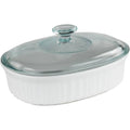 French White 1.5-Quart Oval Baking Dish with Glass Lid D60069
