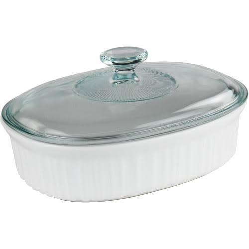 French White 1.5-Quart Oval Baking Dish with Glass Lid D60069