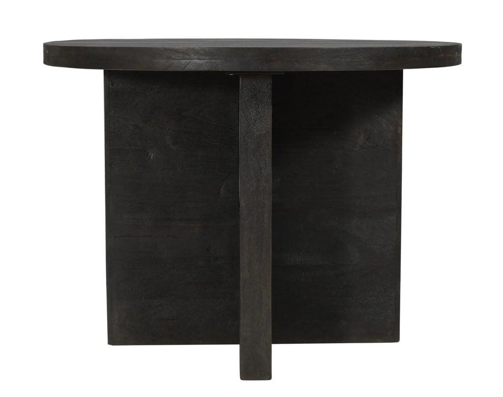 Dark Gray Rounded Solid Wood Dining Table N9438