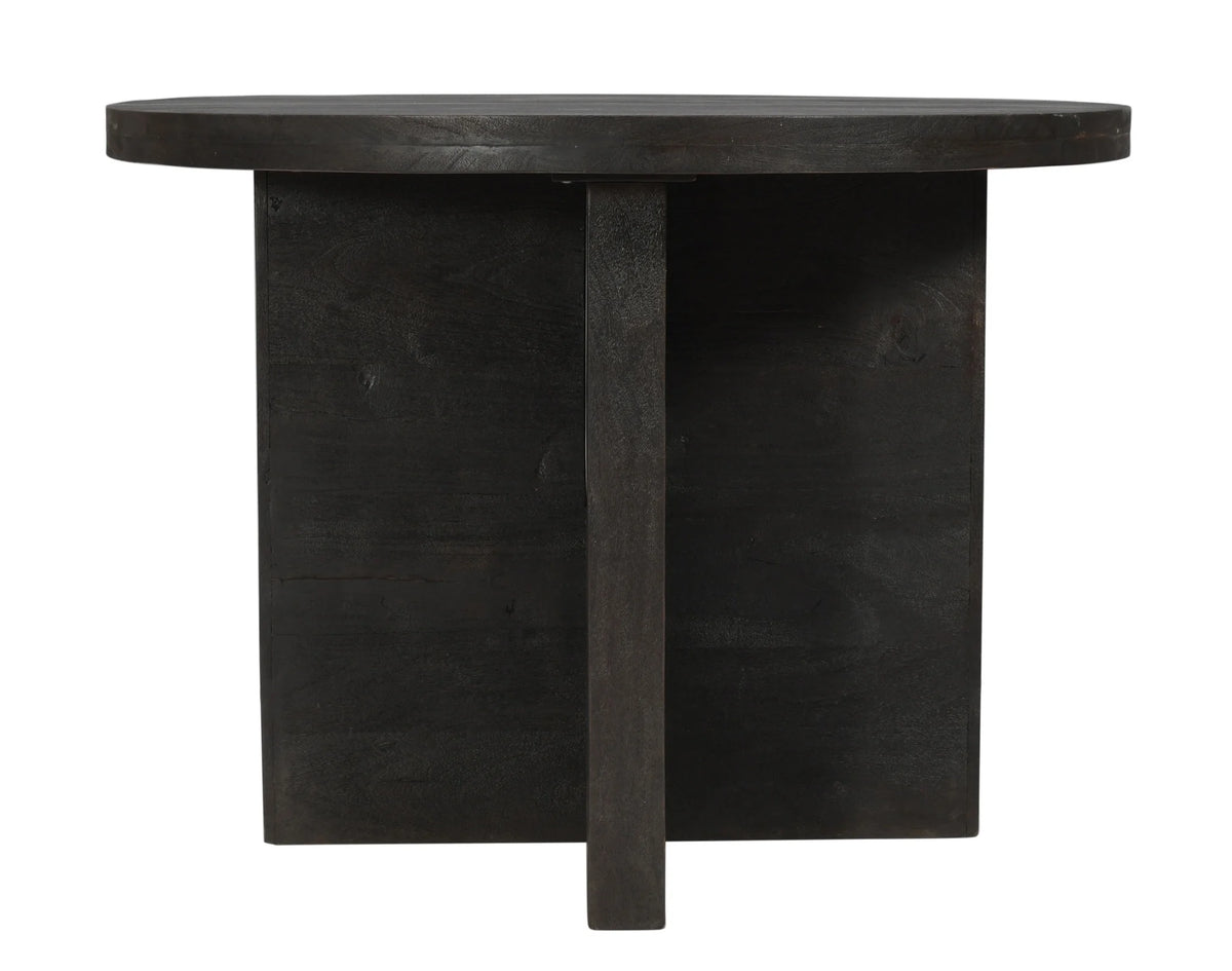 Dark Gray Rounded Solid Wood Dining Table N9438