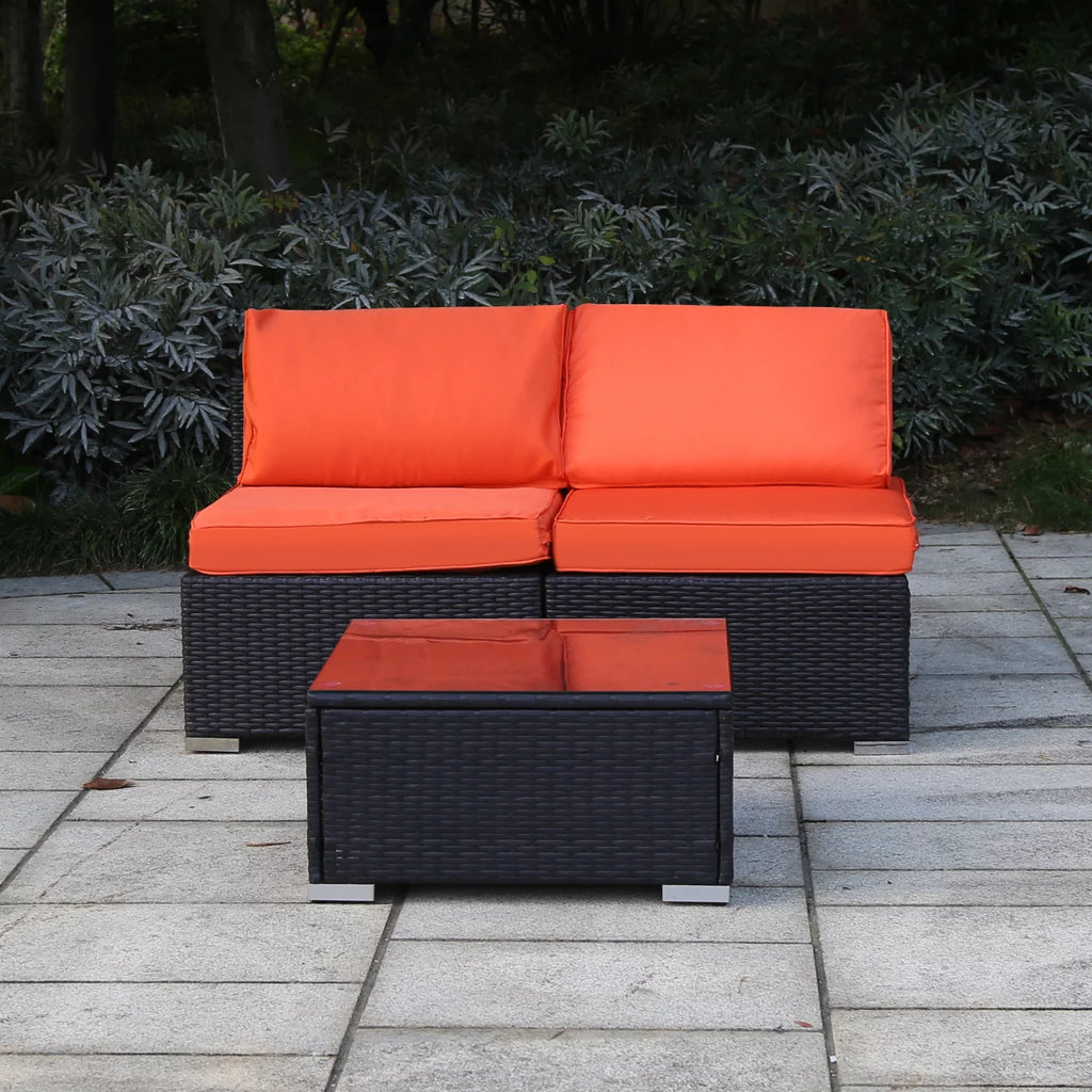 Orange 3 Piece PE Rattan Wicker Sofa Set R352