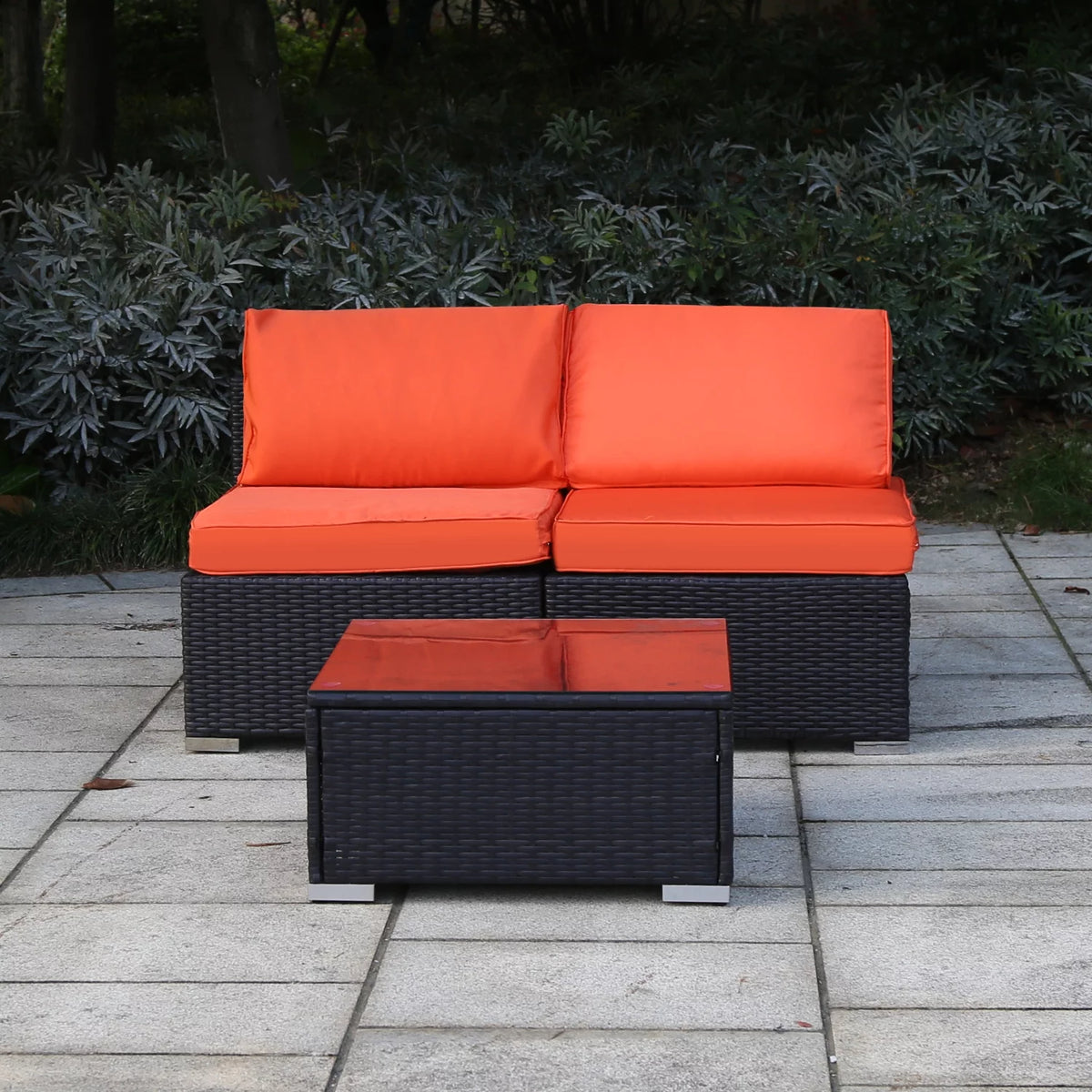 Orange 3 Piece PE Rattan Wicker Sofa Set R352