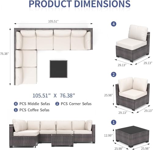 6 Piece Outdoor Patio Furniture Set with Coffee Table G435