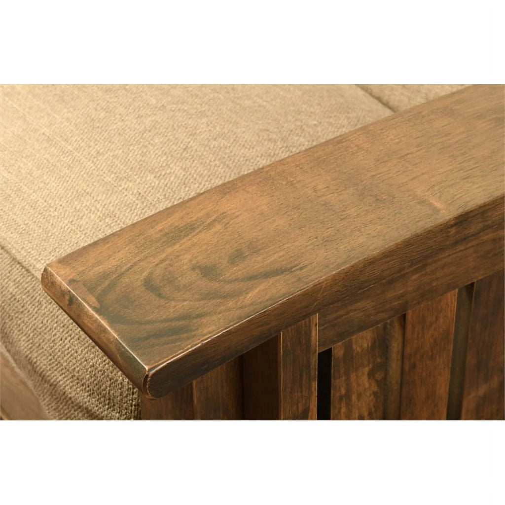 Rustic Walnut Brown Futon with Storage Drawers U6588