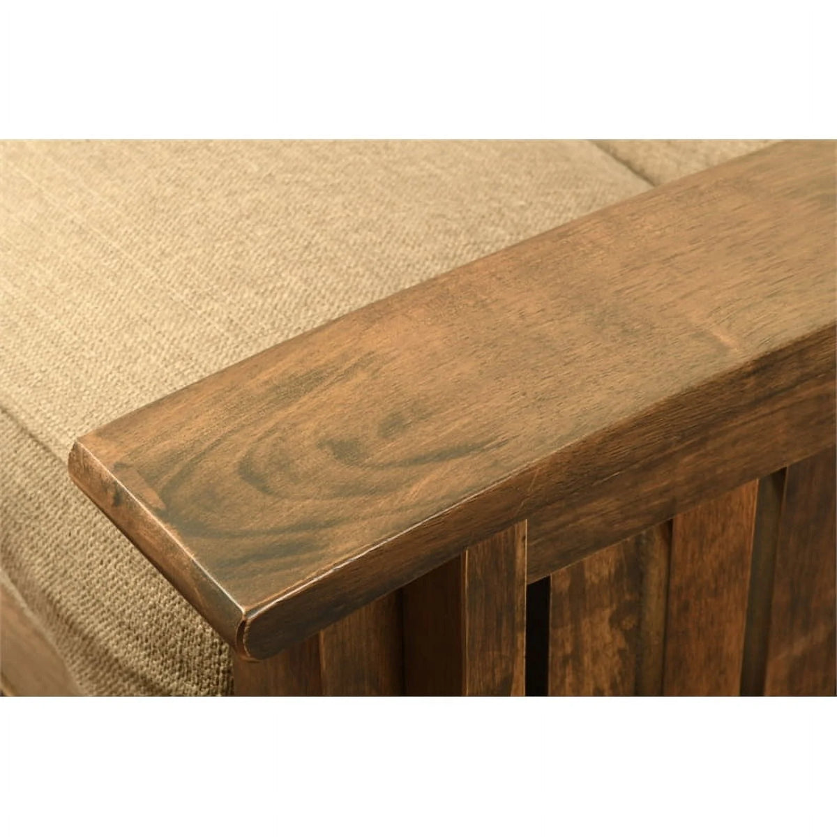 Rustic Walnut Brown Futon with Storage Drawers U6588