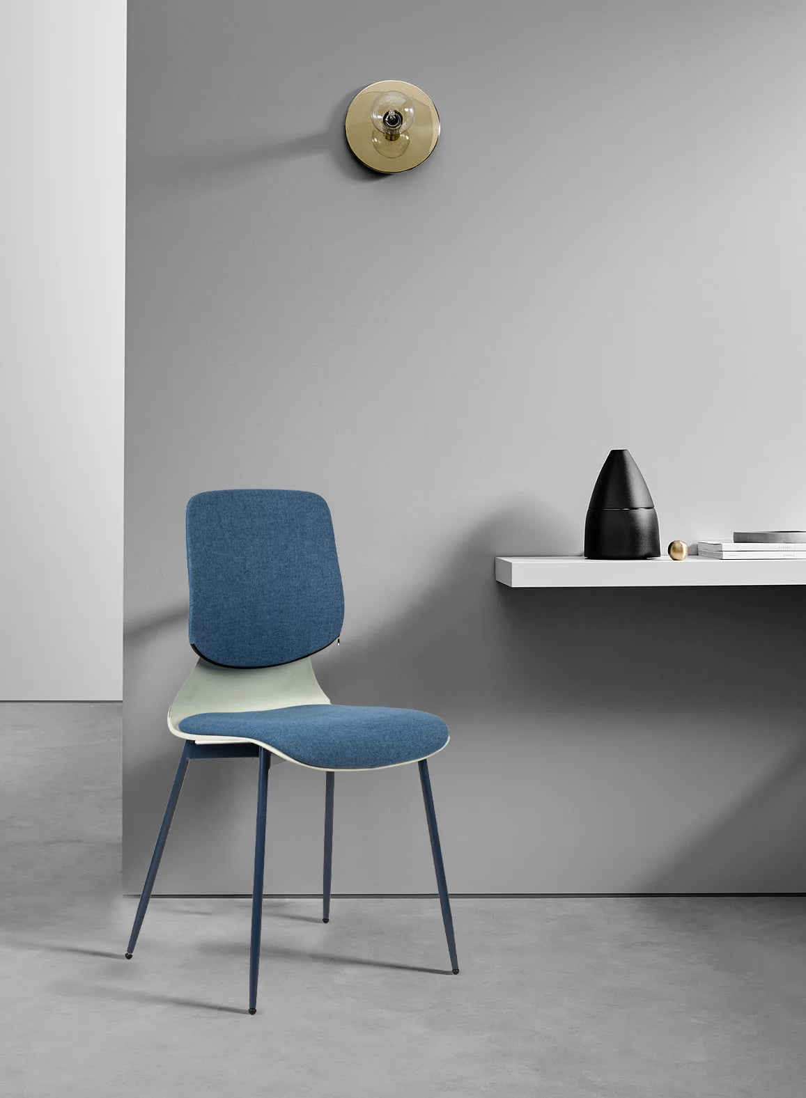 Blue Upholstered Dining Chair with Iron Legs Set of 2 B3695