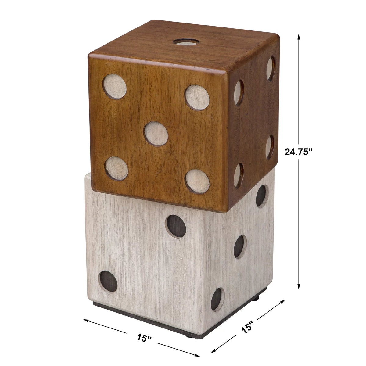 15" Wide Suar Wood Dice Accent Side Table Z68431