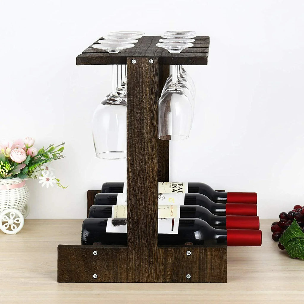 Countertop Wine Rack with 4 Glass Holder B1840