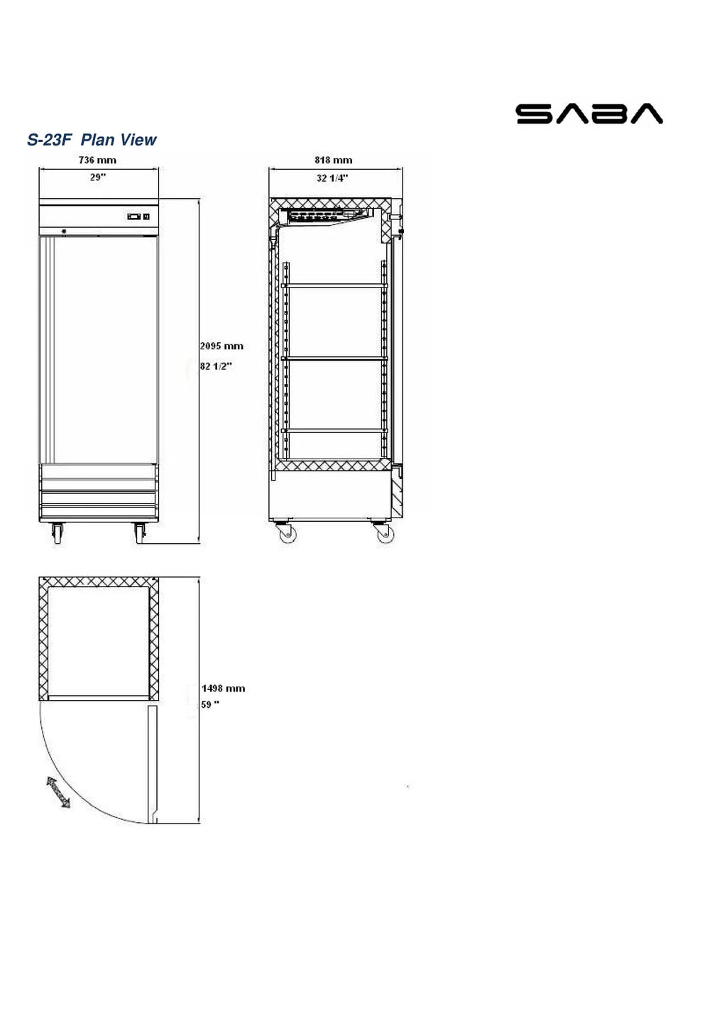23 cu ft Stainless Steel Upright Reach-in Freezer G4423
