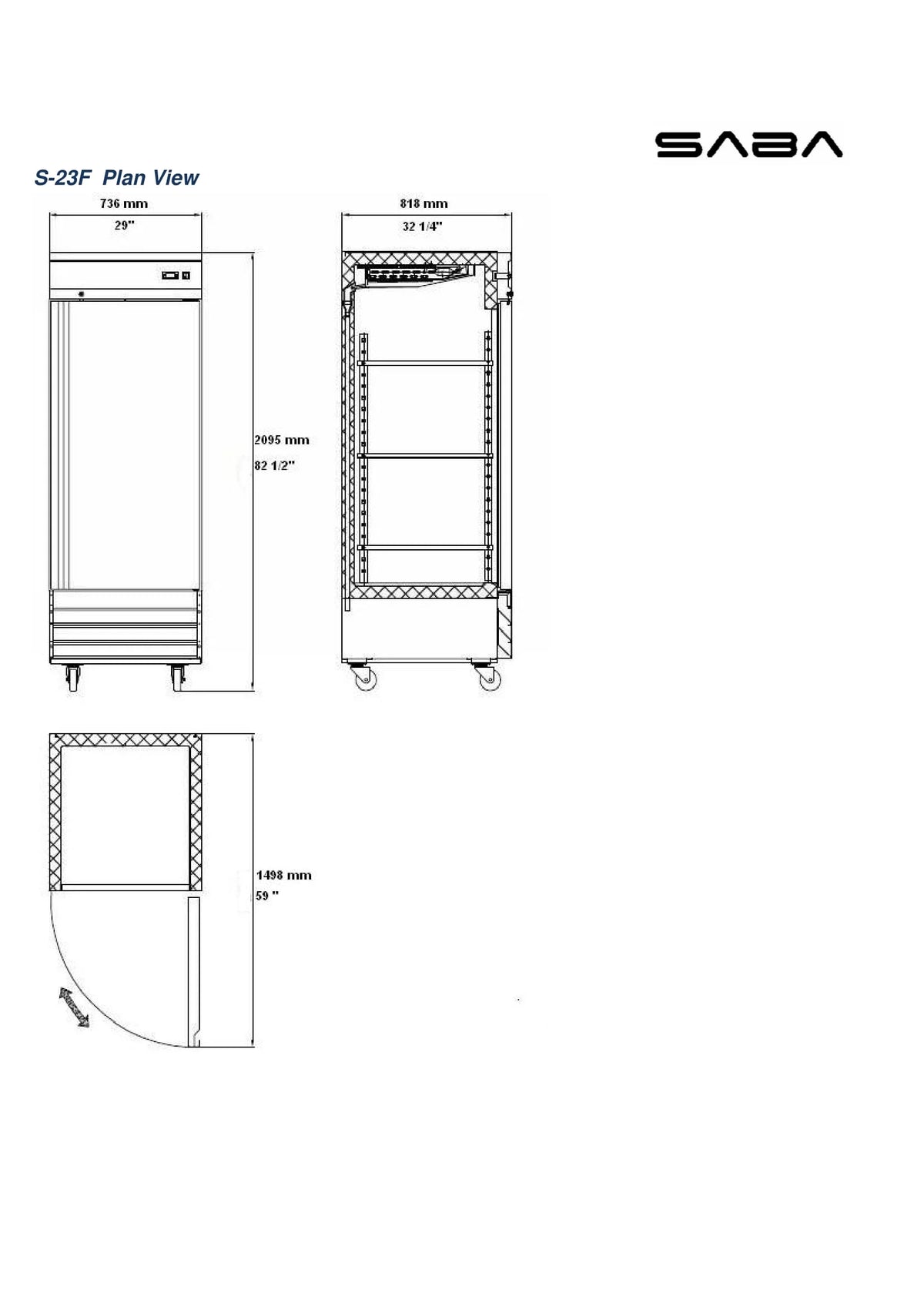 23 cu ft Stainless Steel Upright Reach-in Freezer G4423
