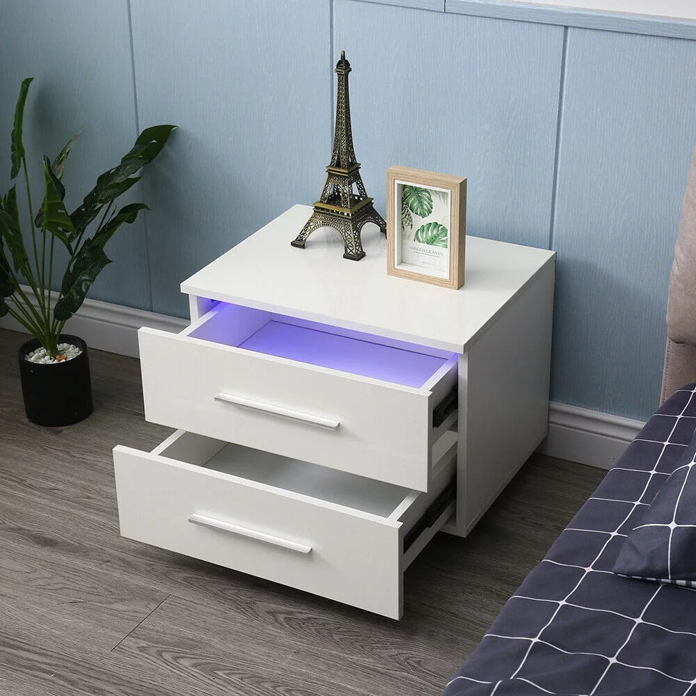 High Gloss 2 Drawer Nightstand Q11386