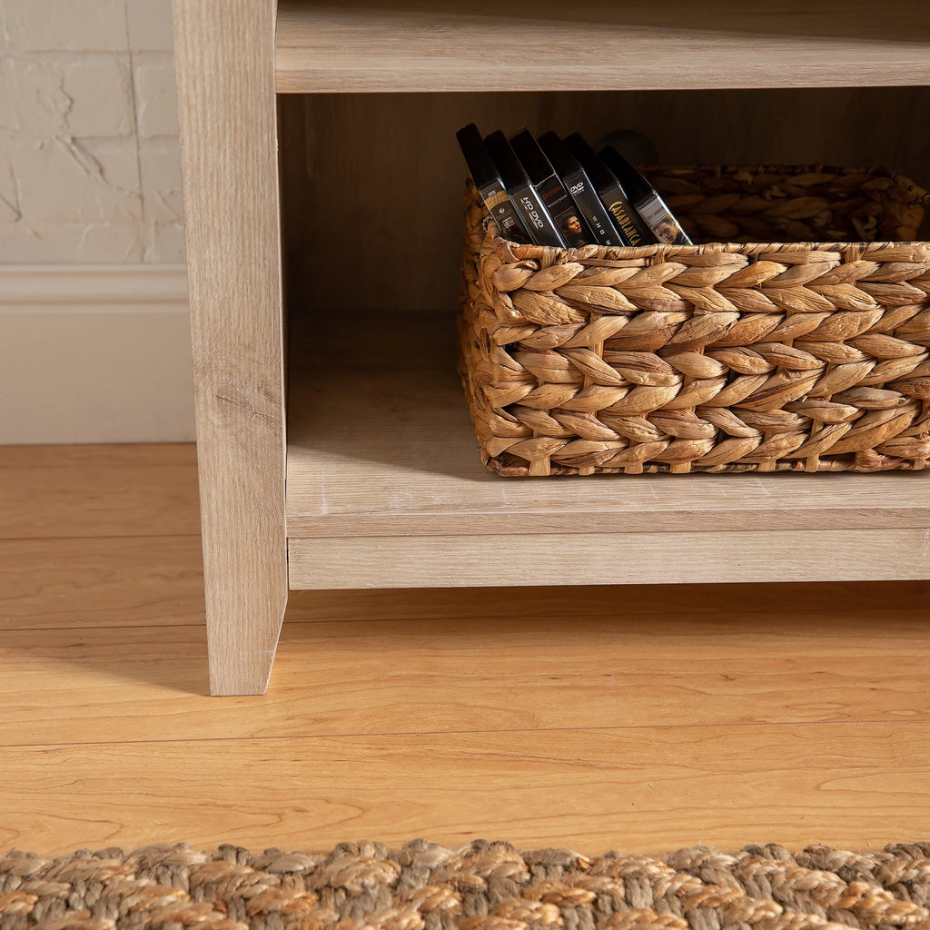 White Oak Open Storage Fireplace TV Stand M6086
