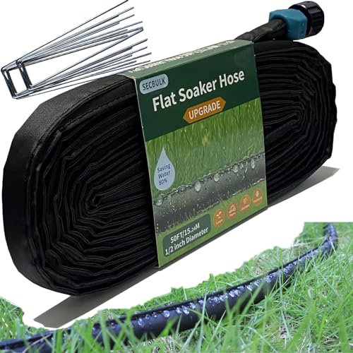 Flat Soaker Hose 100 ft with Stakes I55529