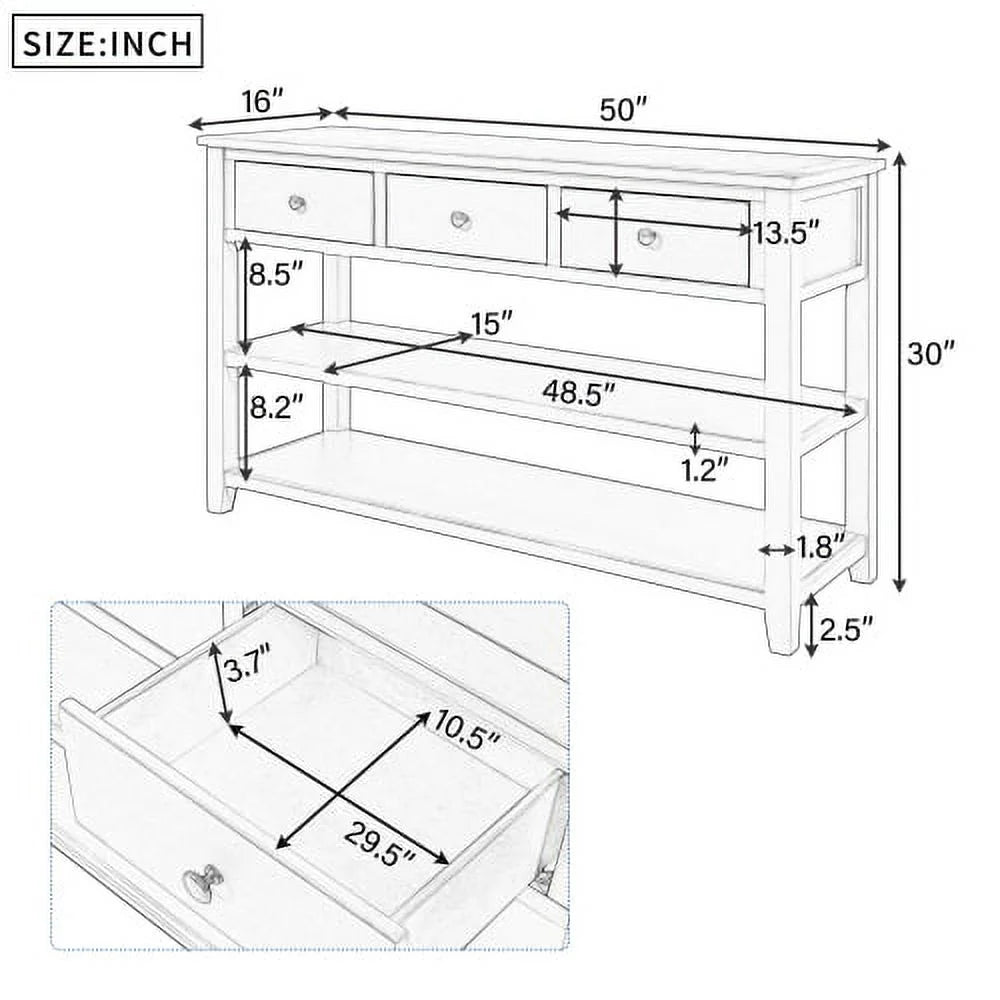 Console Table with Pine Solid Wood Frame and Legs B2215