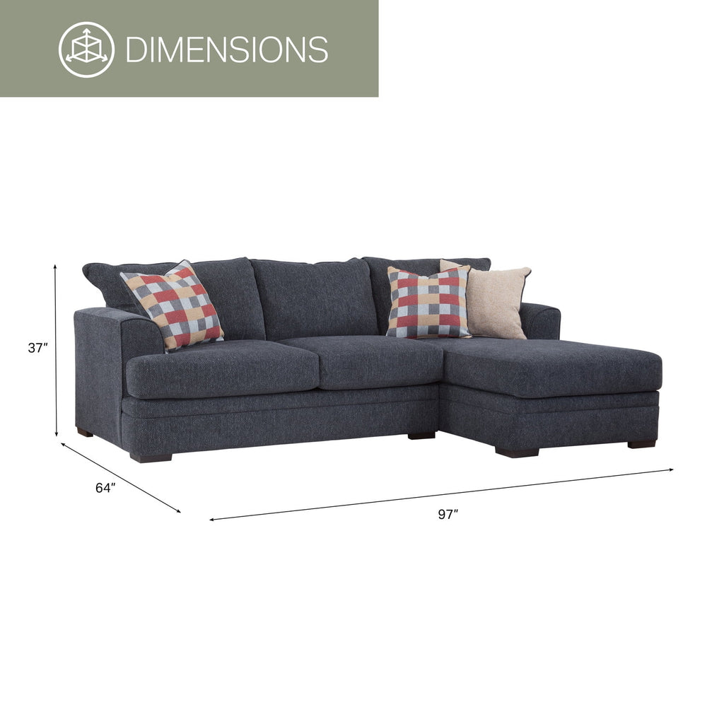 Charcoal Two Piece Sectional Sofa with Three Throw Pillows B79436