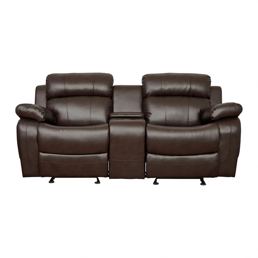 Brown Faux Leather 2-Piece Reclining Sofa Set J25533