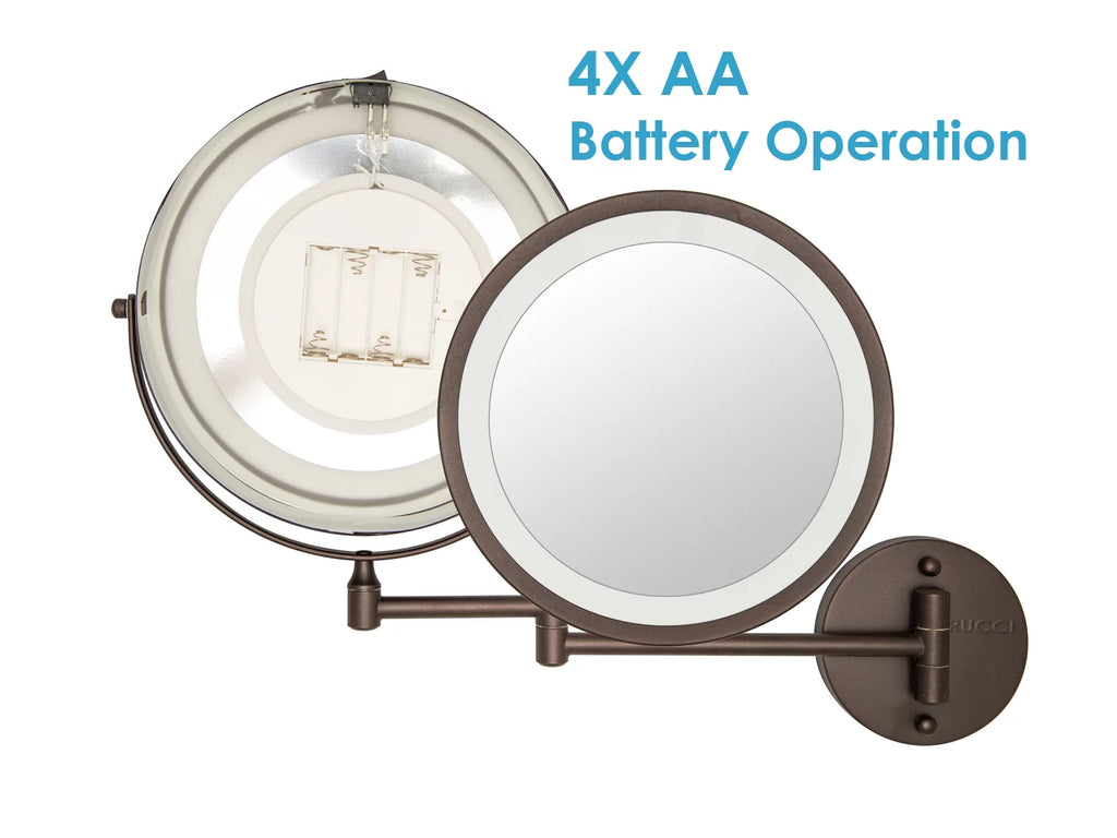 8.75" LED Lighted Wall Mount Mirror with 10x/1x Magnification Y932