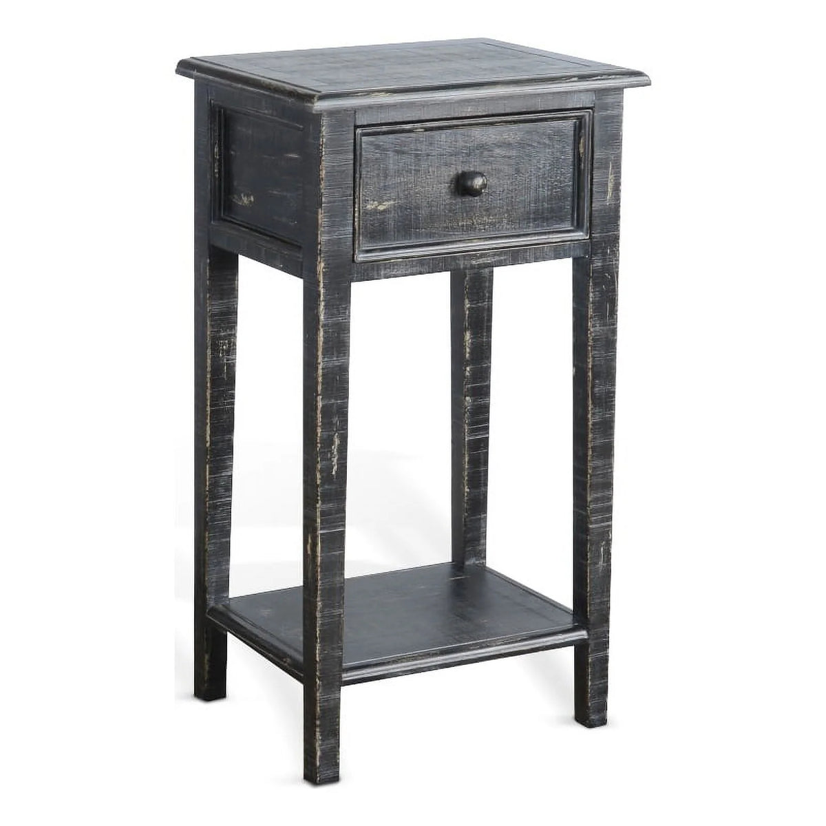 Black Wood Side Table with Drawer D4419
