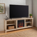 White Oak Open Storage Fireplace TV Stand M6086