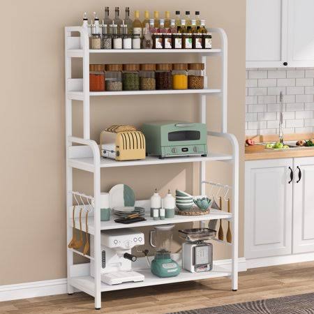 Industrial 5-Tier Utility Cart Storage Shelf with 6 Hooks I296573